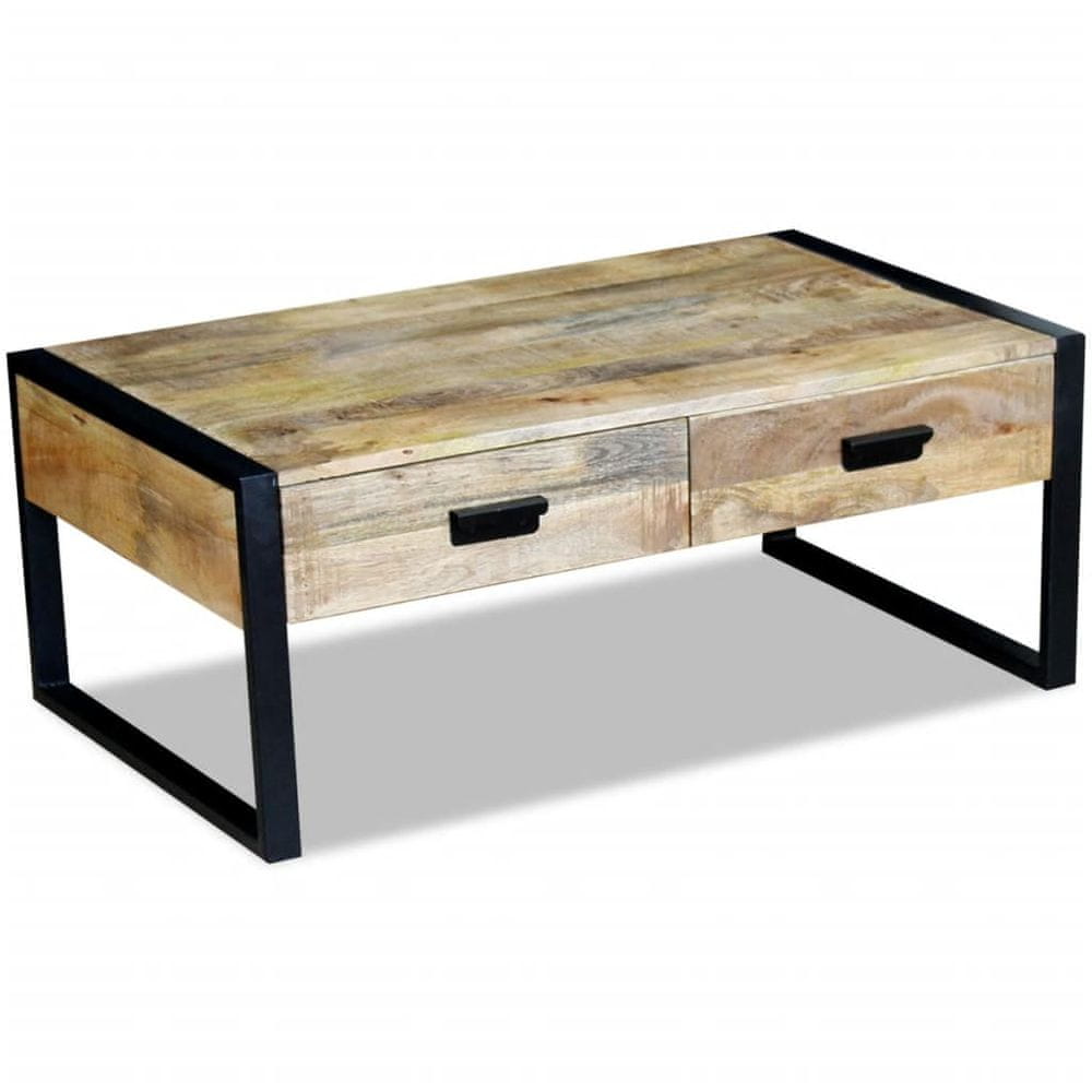 Petromila vidaXL Konferenčný stolík s 2 zásuvkami, masívne mangové drevo, 100x60x40 cm